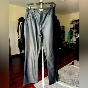 Italian Leather Jean Pants Black Size 40 European